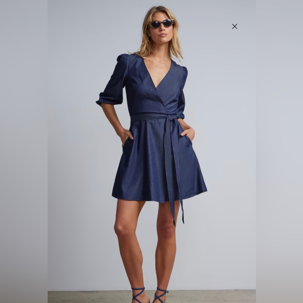 NWT NY&Co Chambray Faux Wrap dresses MEDIUM